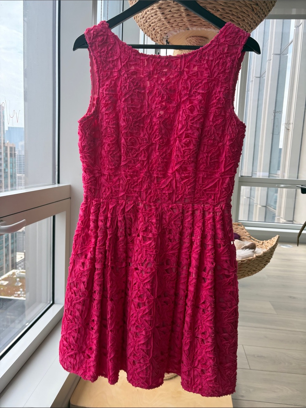 Cynthia Steffe Fuchsia Textured Sleeveless Dress